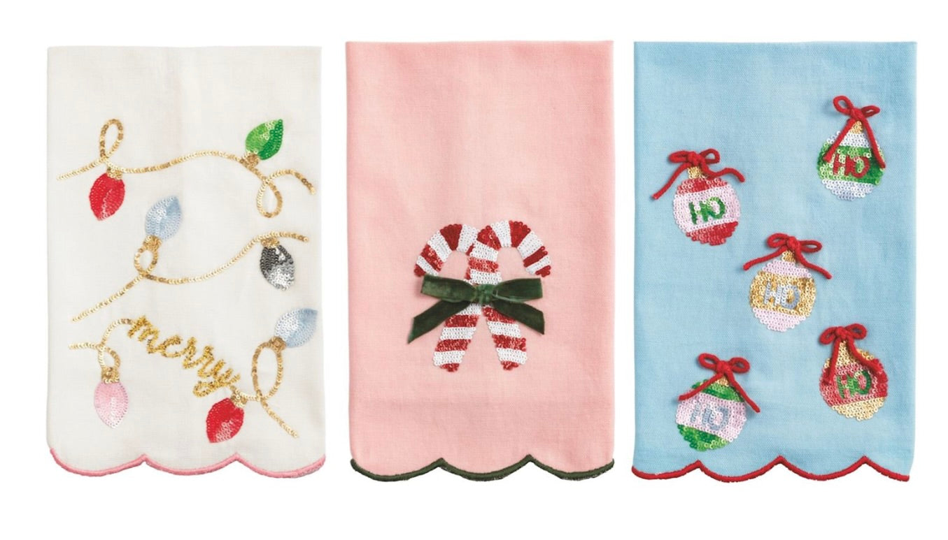 ORNAMENT XMAS SEQUIN TOWEL