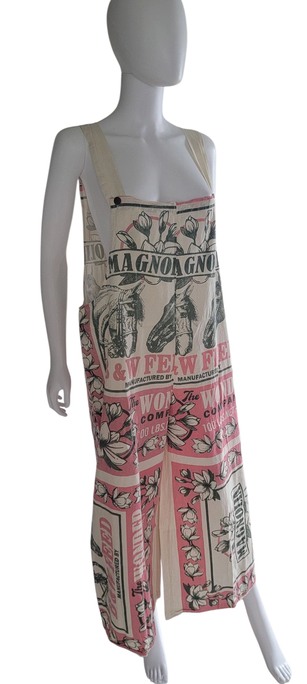 Flour Sack Cotton Jumpsuit with Straps Magnolia Horse
