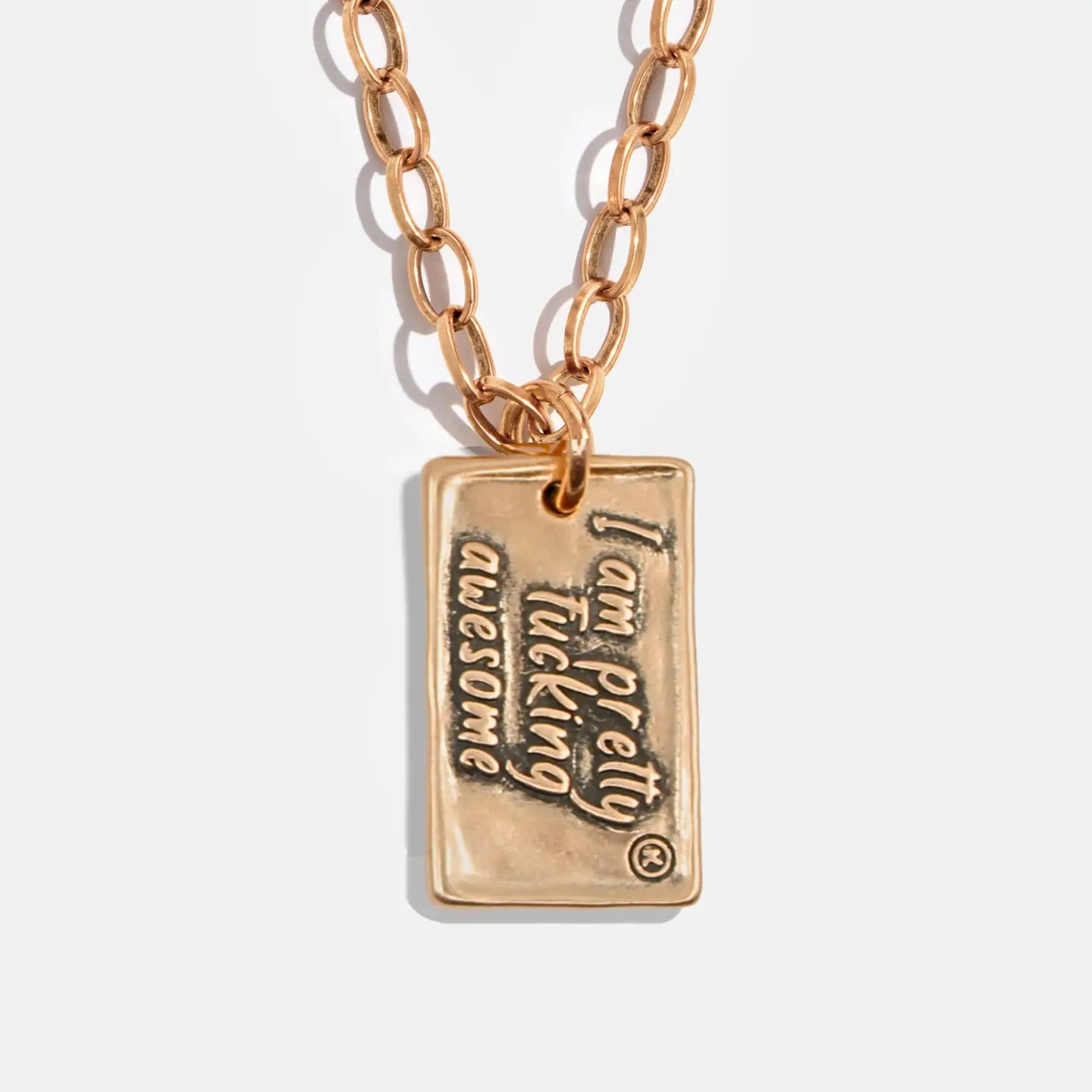 Message Chain Necklace-I Am Pretty F*cking Awesome-Gold