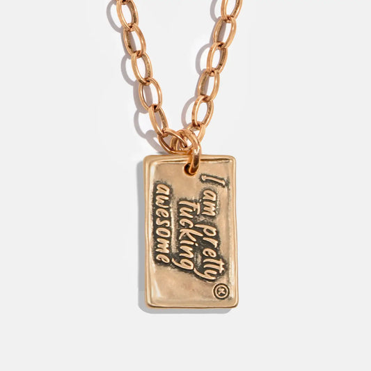 Message Chain Necklace-I Am Pretty F*cking Awesome-Gold