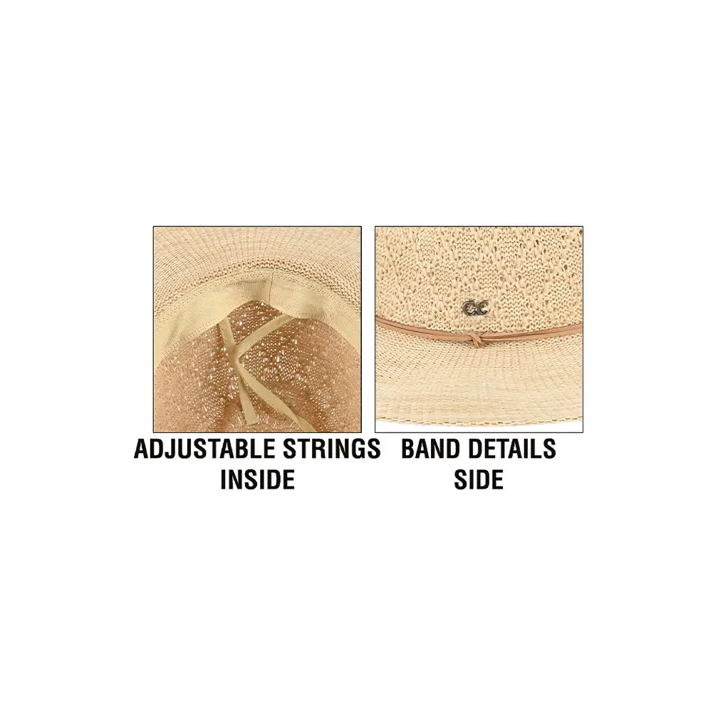 C.C Packable Pattern Panama Hat-Beige
