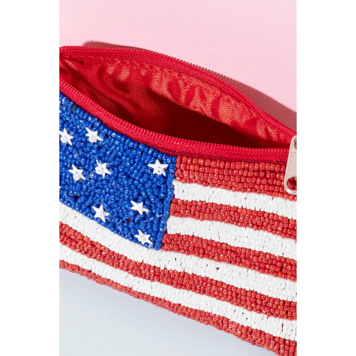 American Flag Beaded Coin Purse
