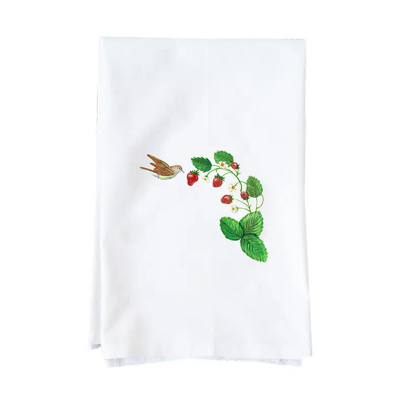 Bird and Strawberry Vine Kitchen Towel