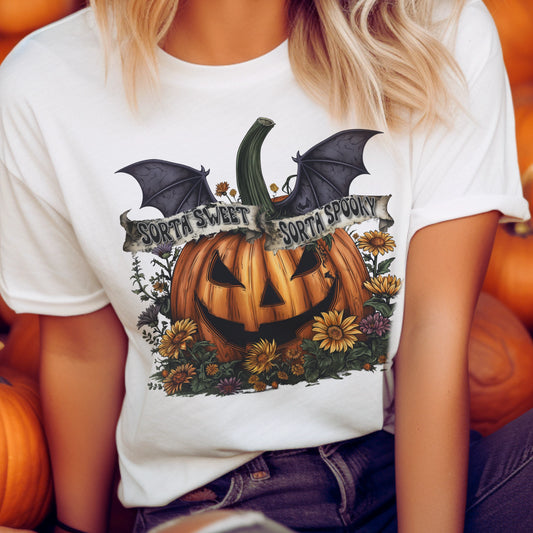 Halloween Pumpkin Sorta Spooky Graphic Tee