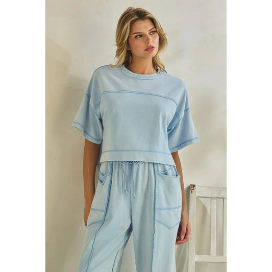 Cropped Easy Set-Light Blue