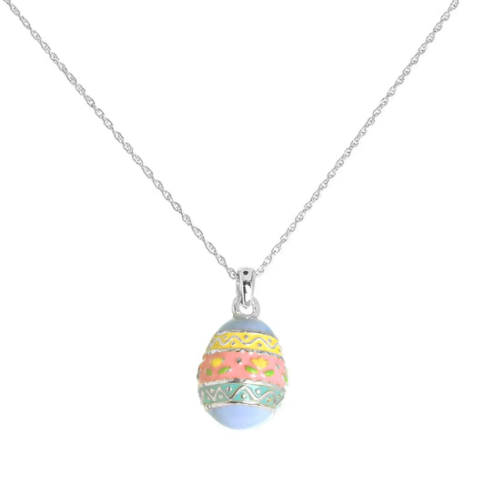 Easter Egg Pendant Chain Necklace-Silver