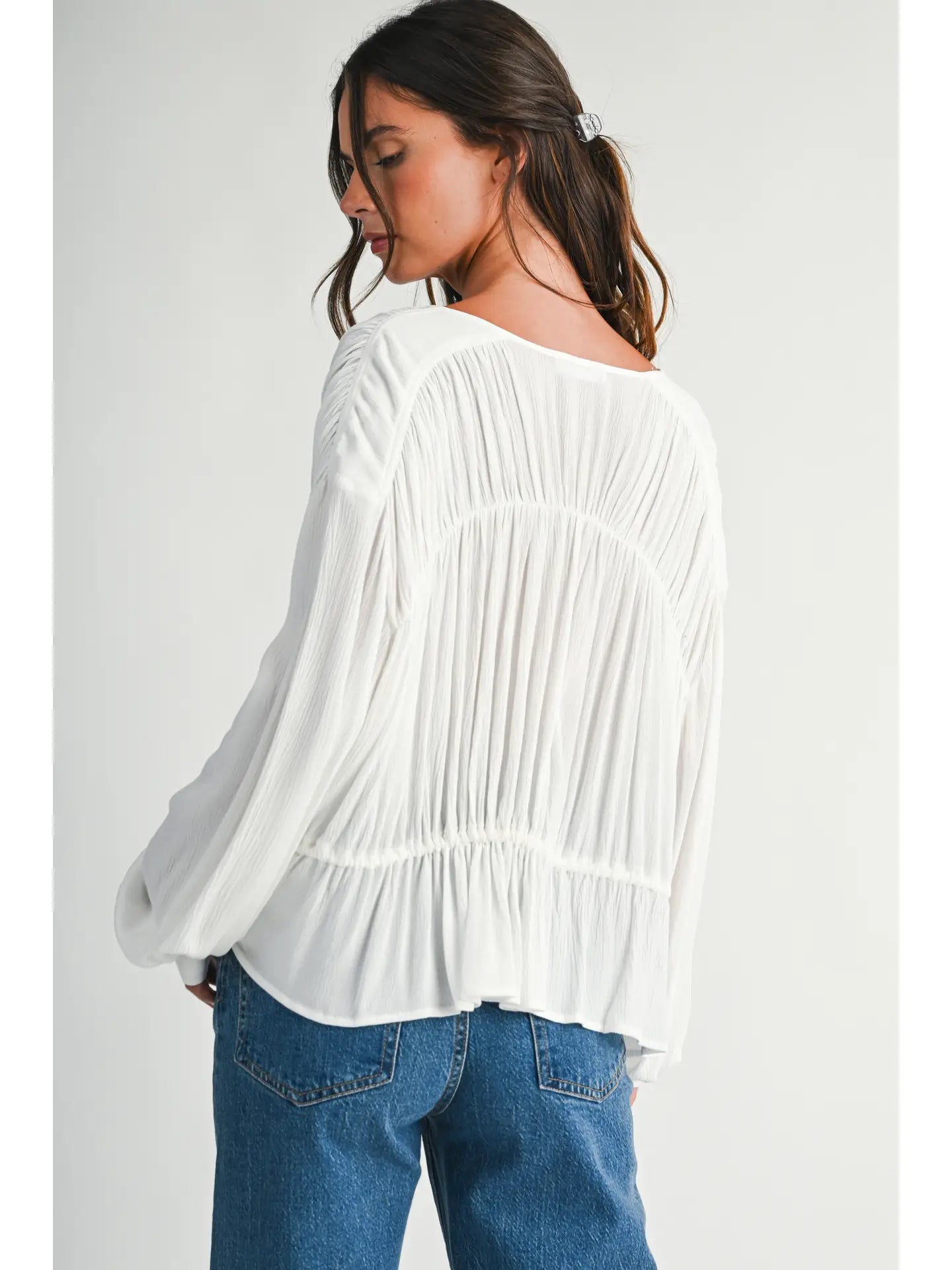 Cyla Textured Button Front Peplum Blouse