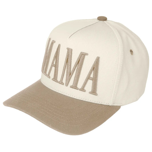 C.C Mama Letter Embroidered Snapback Trucker Hat-Beige