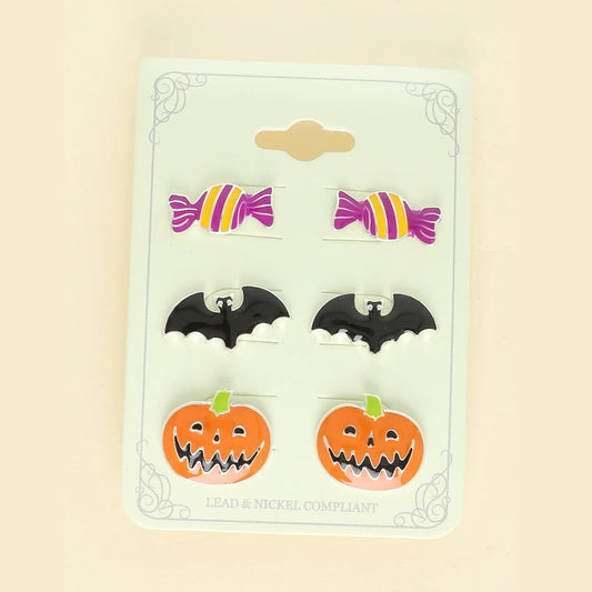 3-Pack Halloween Theme Epoxy Post Earrings