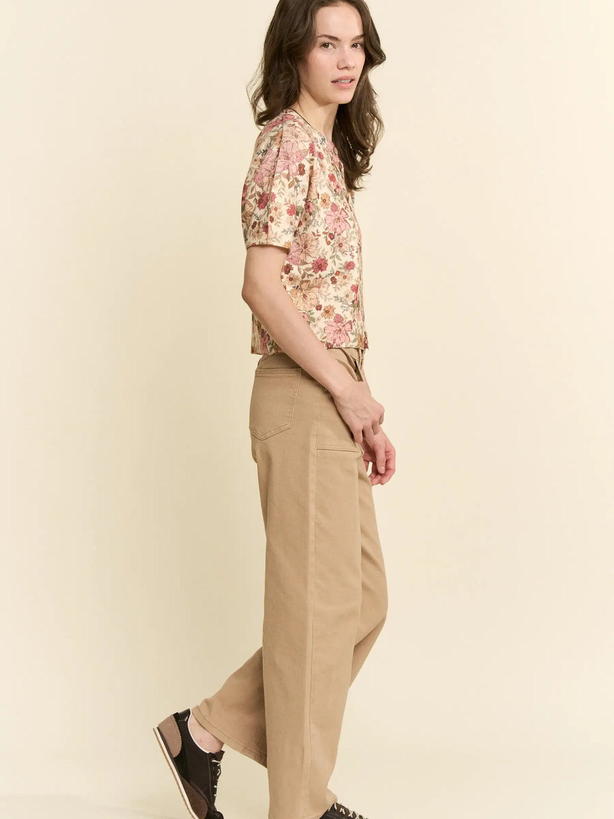 Ellie Floral Knit Button Down Short Sleeve Top