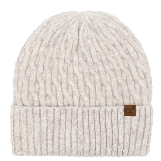 C.C Chain Link Cable Cuff Beanie-Oatmeal