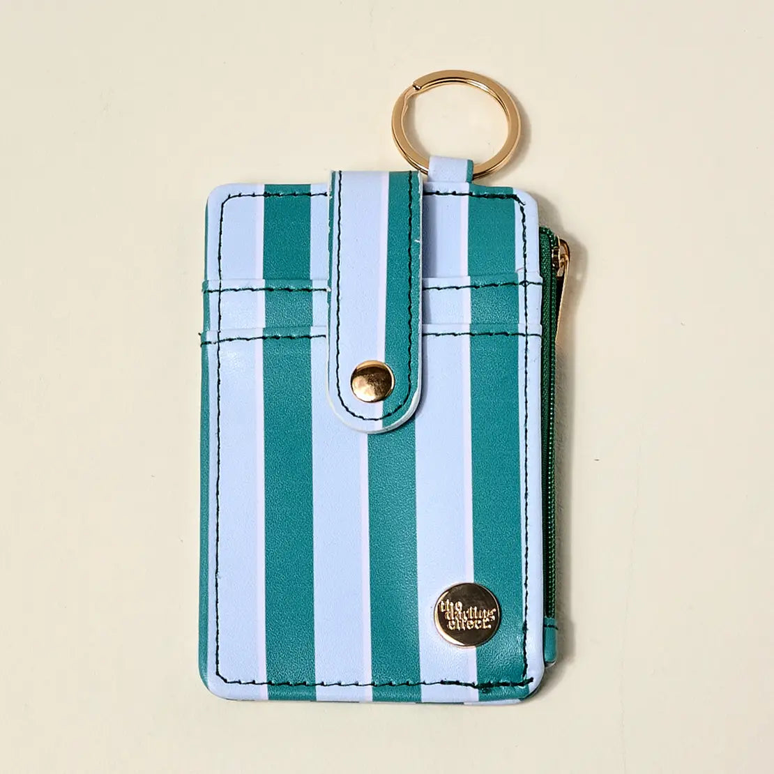 Keychain Wallet–Sicily Stripes Teal