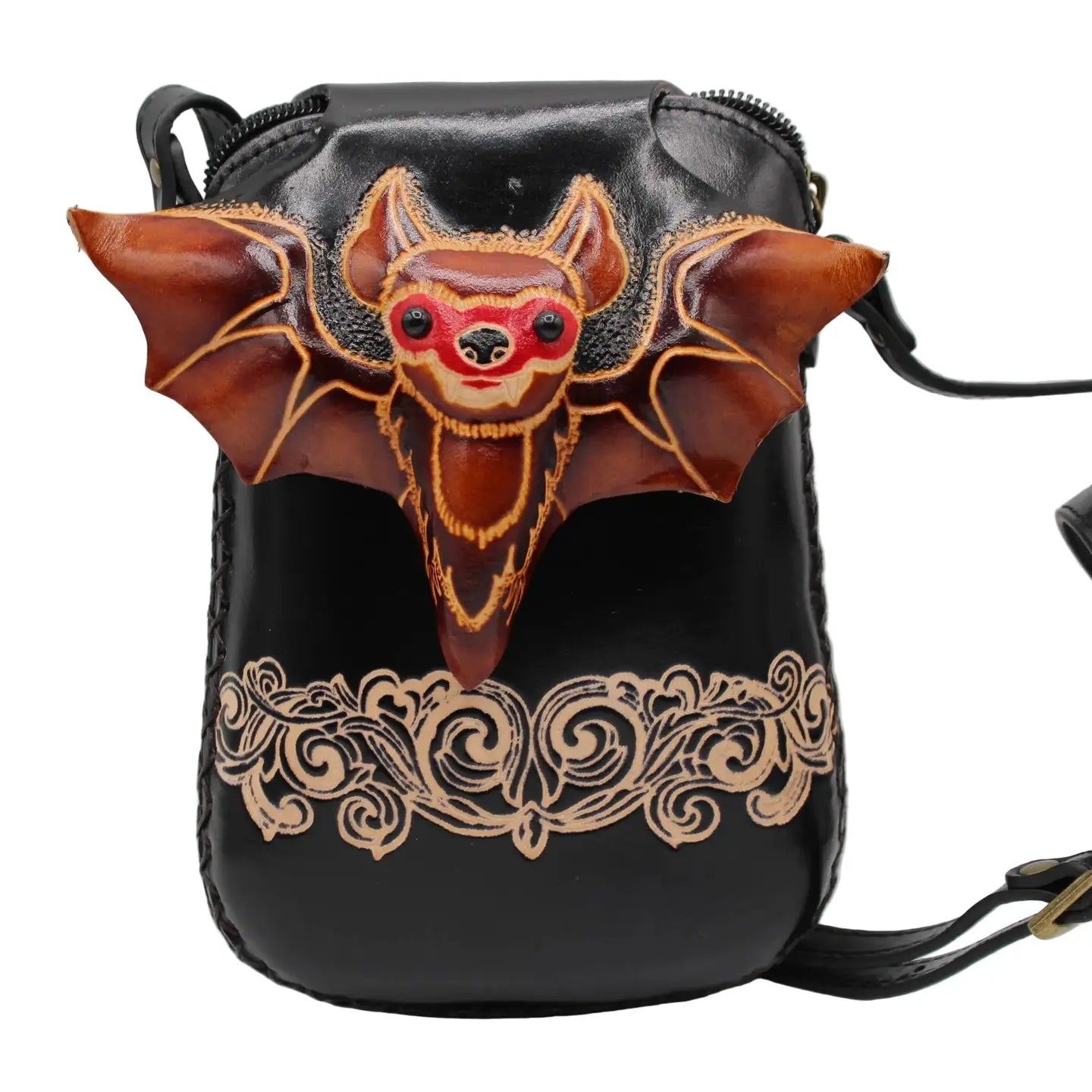 Genuine Leather Bat Purse Cross-Body Handbag Phone Pouch