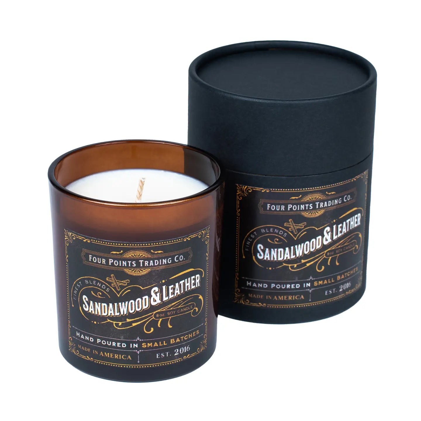 Sandalwood & Leather 8 oz Soy Candle