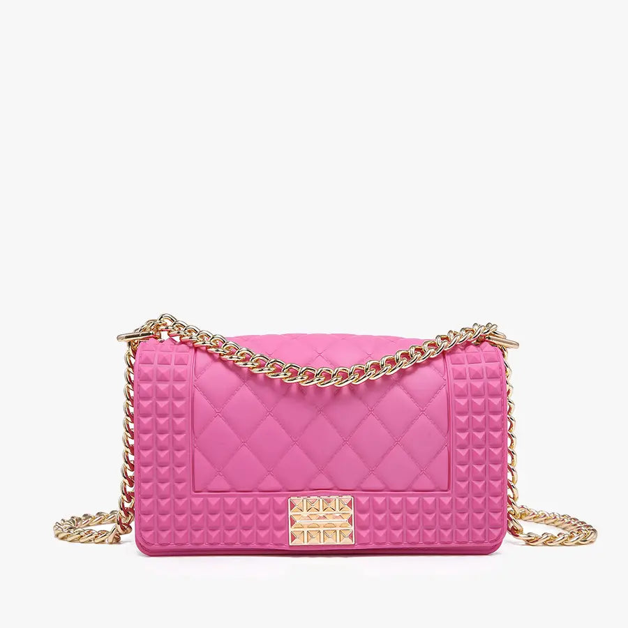 Donna Studded Chain Crossbody-Fuchsia