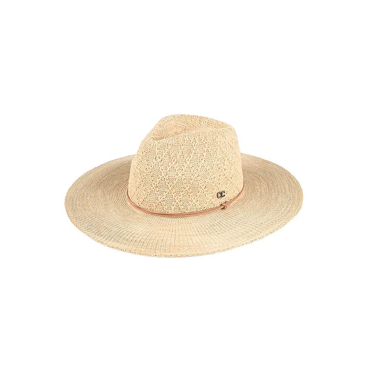 C.C Packable Pattern Panama Hat-Beige