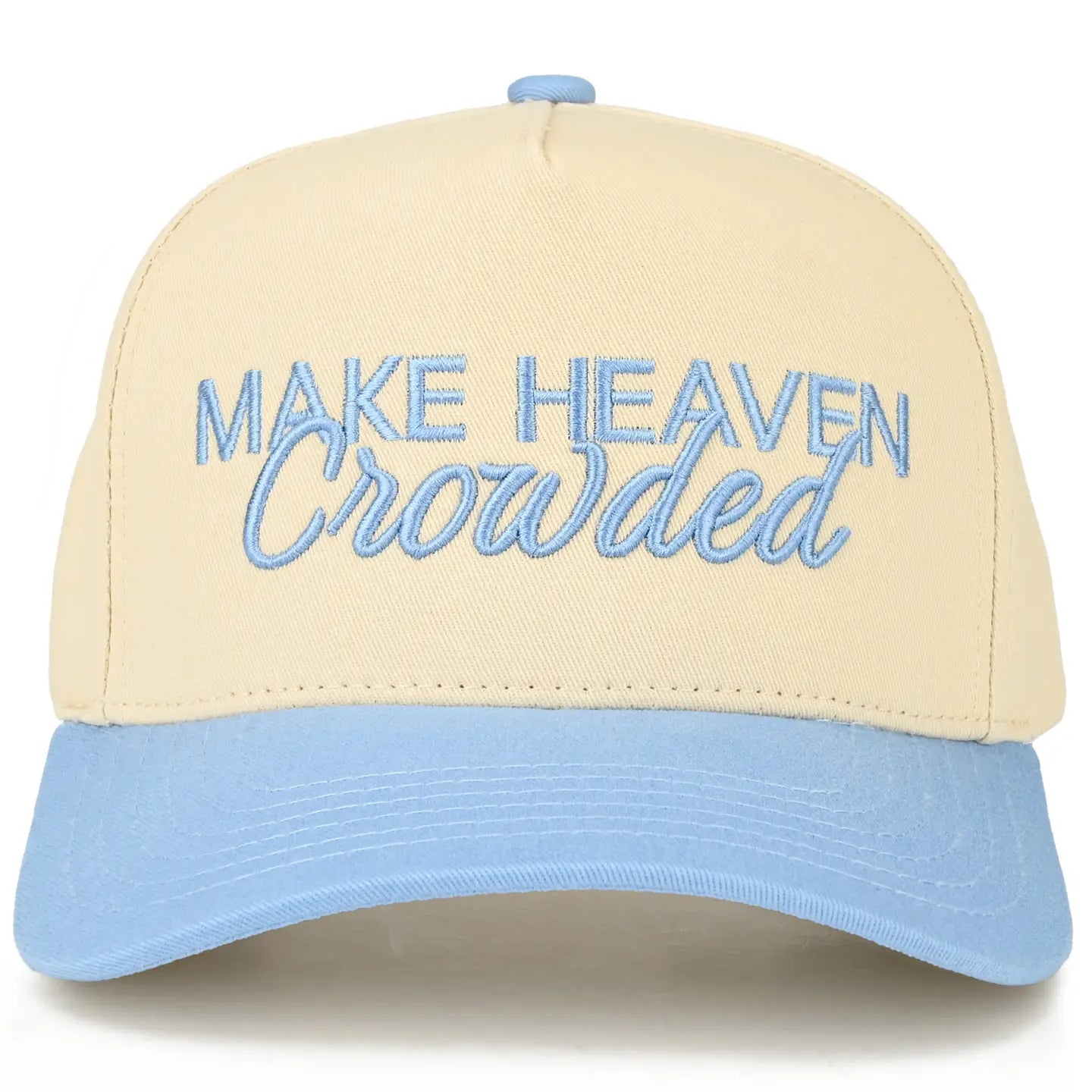 C.C Make Heaven Crowded Letter Embroidered Trucker Hat-Sky Blue
