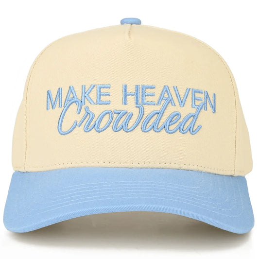 C.C Make Heaven Crowded Letter Embroidered Trucker Hat-Sky Blue