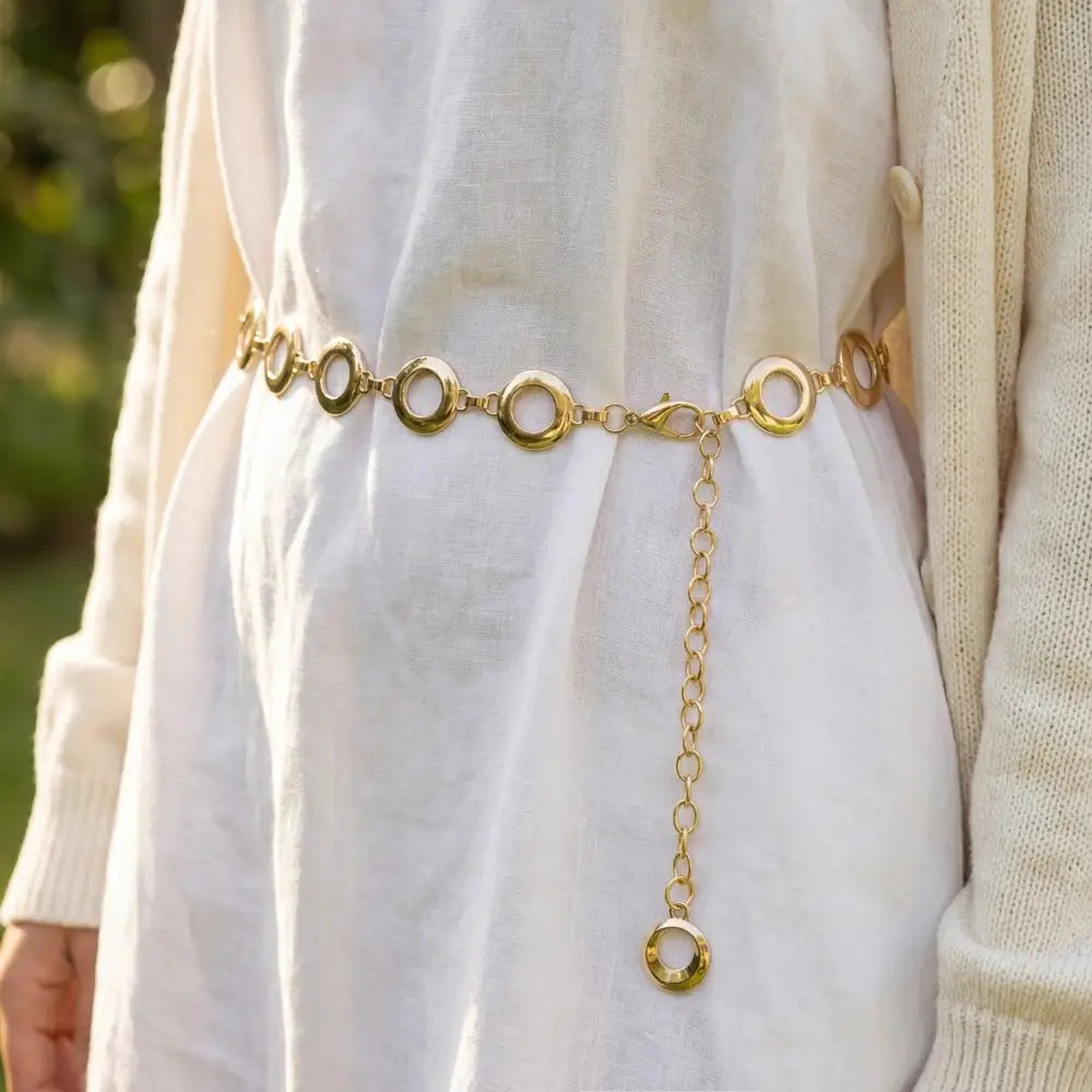 Circle Cutout Disc Chain Belt-Gold