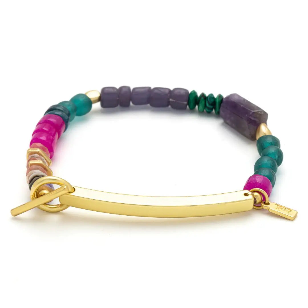 Hidden Message Bracelet - Strong Af/Amethyst/Gold