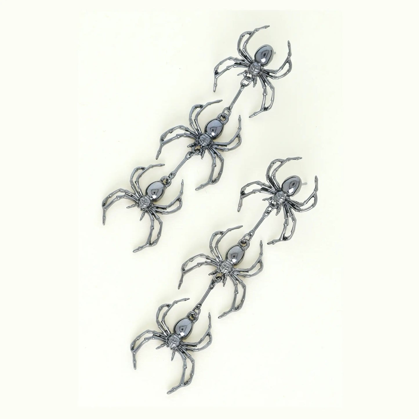 3 Tier Metallic Spiders Dangle Earrings