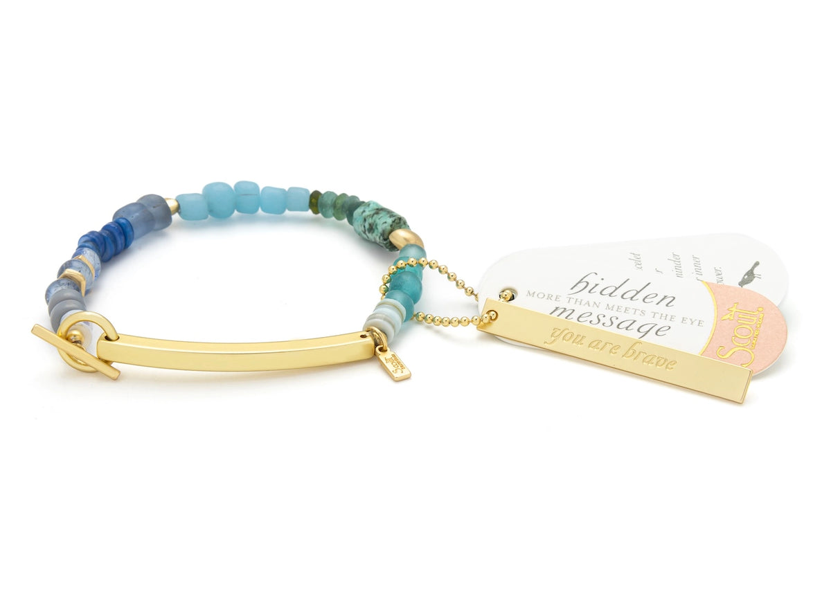 Hidden Message Bracelet - Brave/African Turquoise/Gold