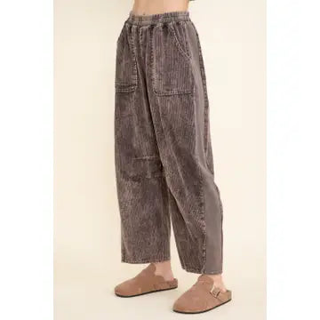 Mineralwashed Everyday Corduroy Barrel Pants-Ash Oak