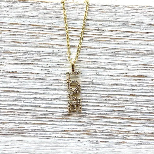 Love Necklace Dainty Jewelry Crystal Gold Word Necklace