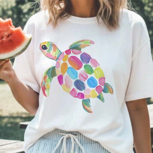Turtle Watercolor Beach Ocean Resort Vacation Graphic Tee