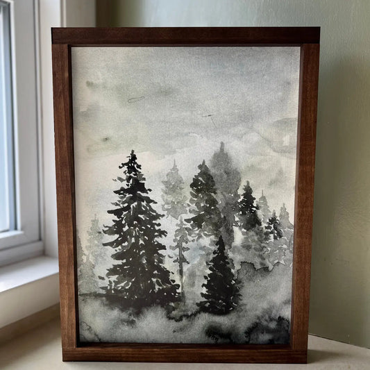 Evergreen Forest | Christmas Wall Decor-Light Oak