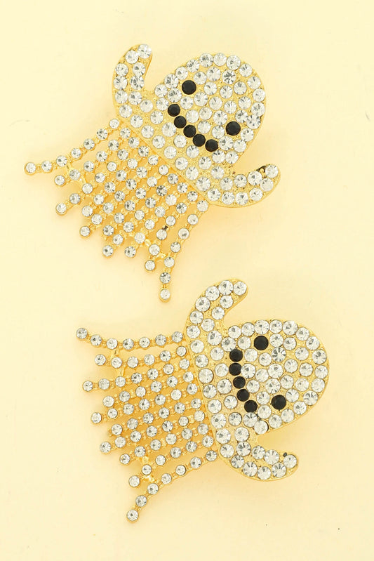 Halloween Ghost Post Earrings with Crystal Accents