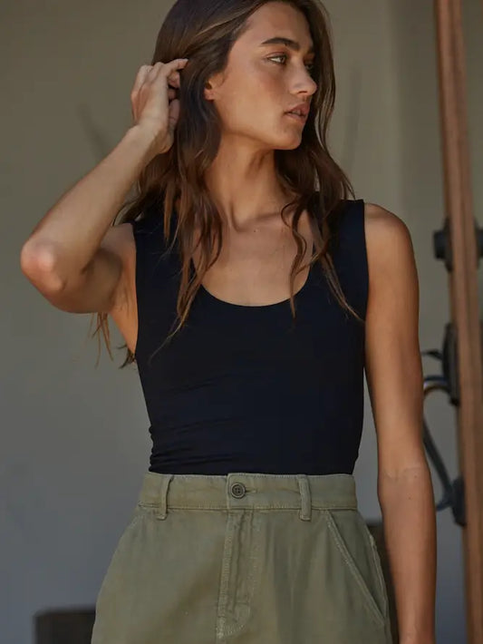 Double Layered Seamless Top-Black