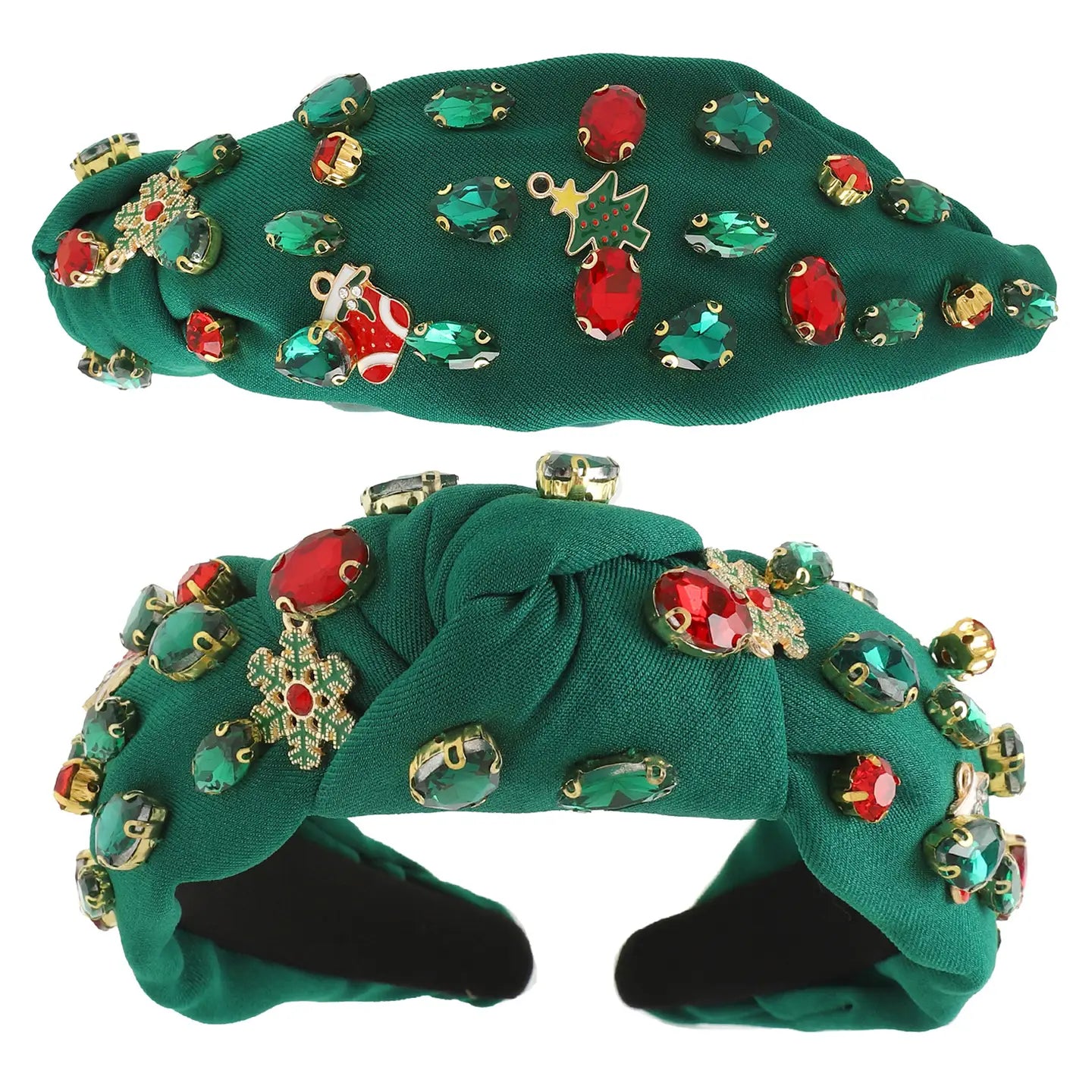 Christmas Themed Jeweled Embellished Headband-Green