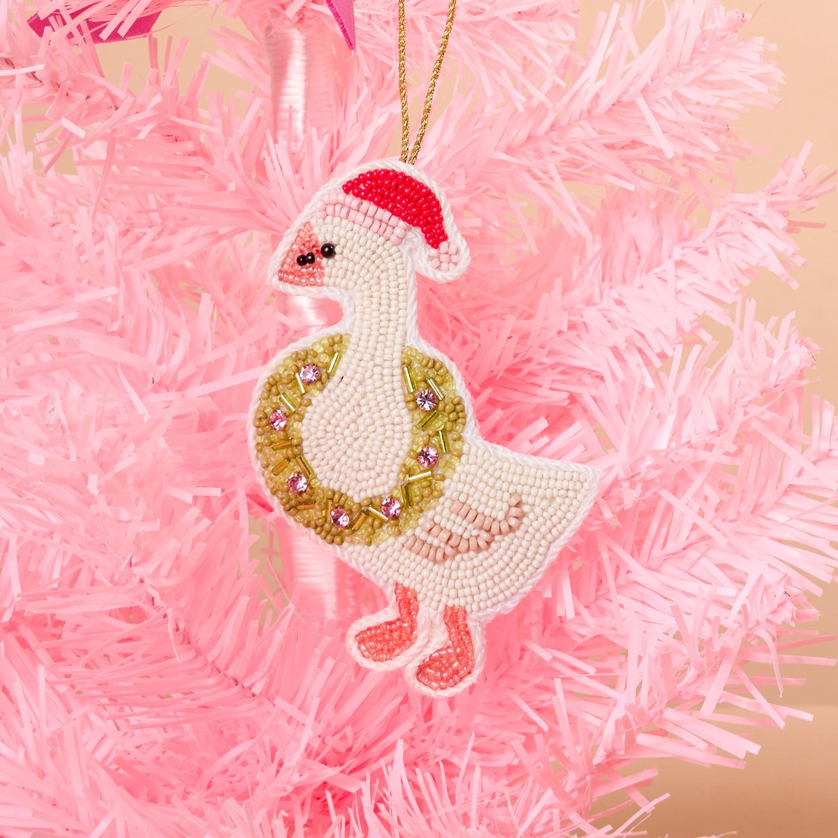 Handcrafted Beaded Ornament-Merry Silly Goose