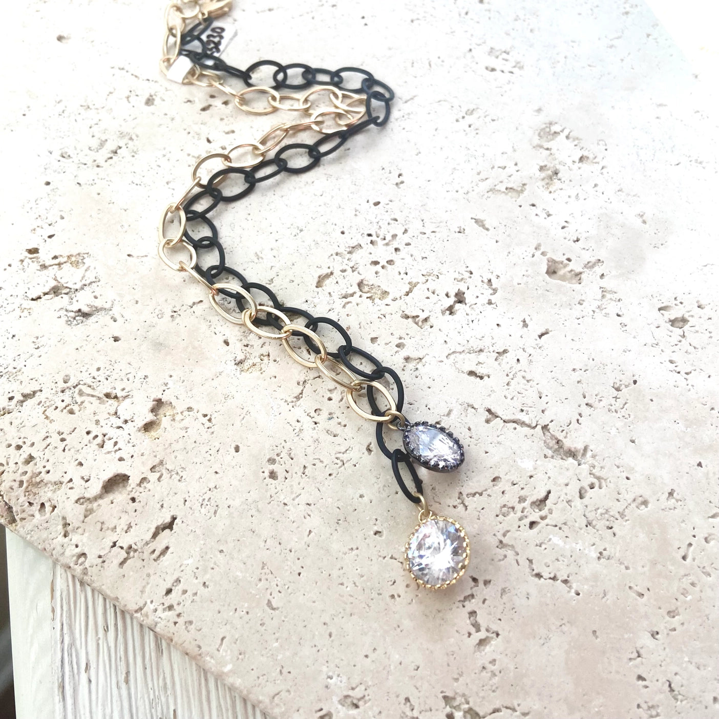 Mixed Metal Matte Gold Matte Black Necklace