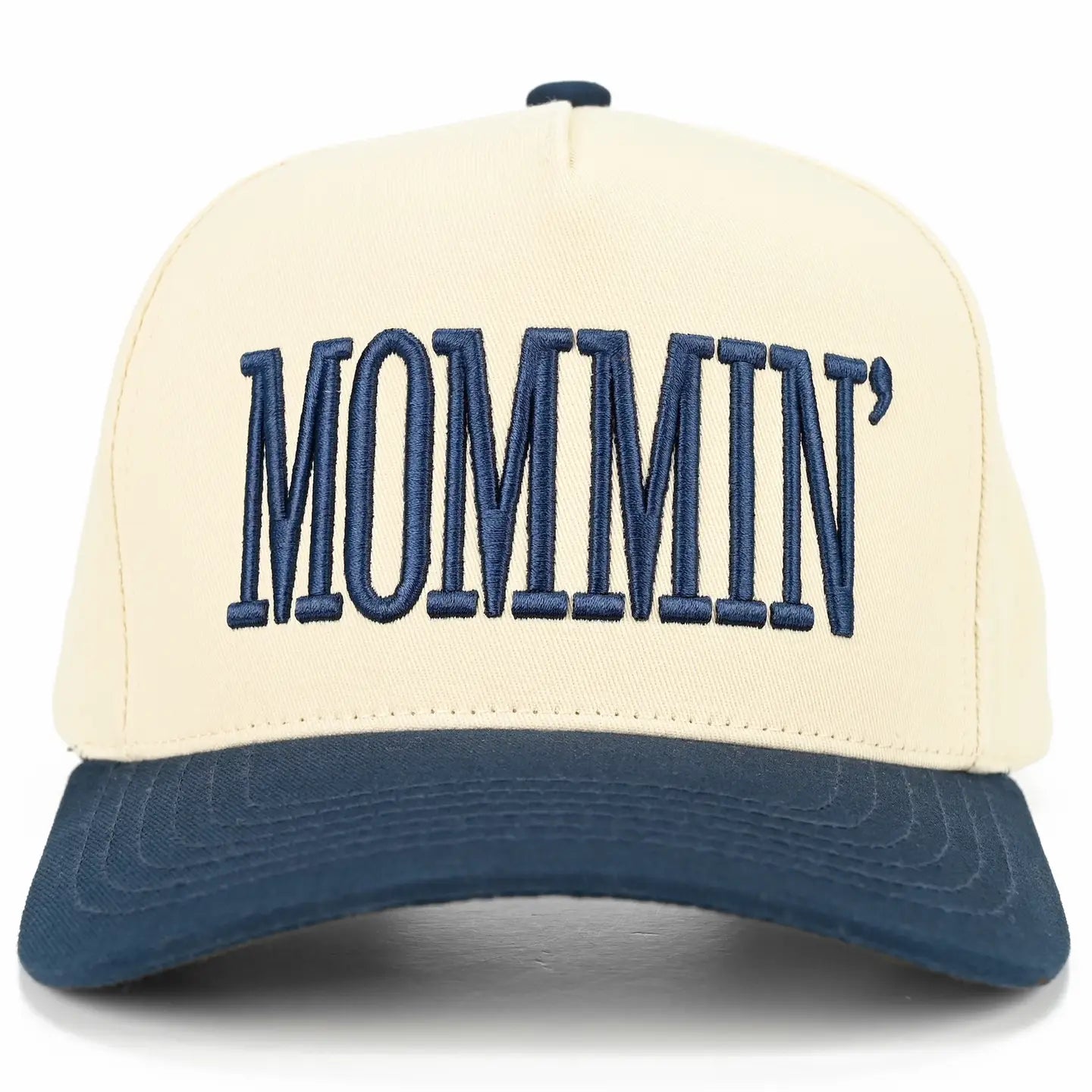 C.C Mommin Letter Two Tone Trucker Cap-Navy
