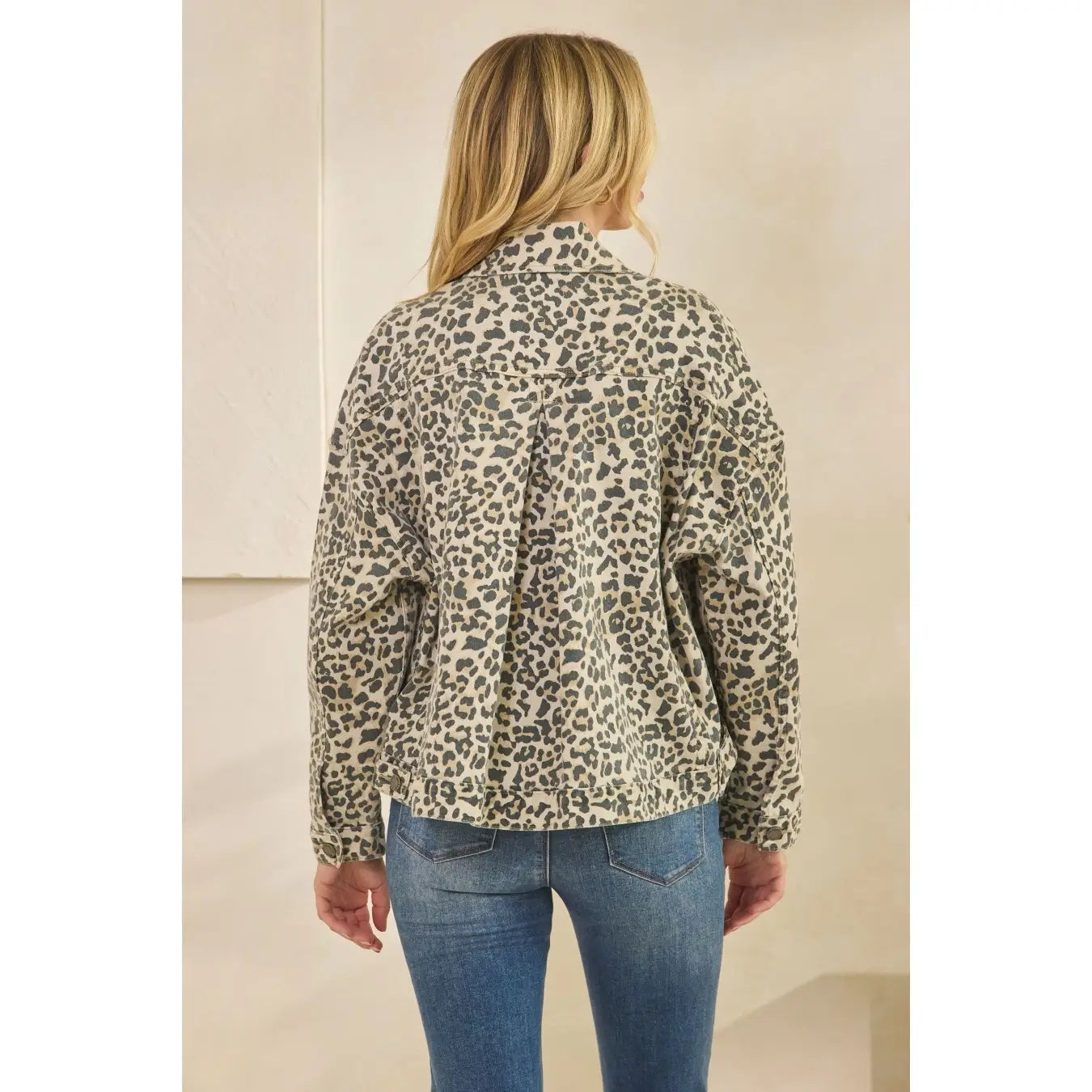 Leopard Printed Denim Jacket