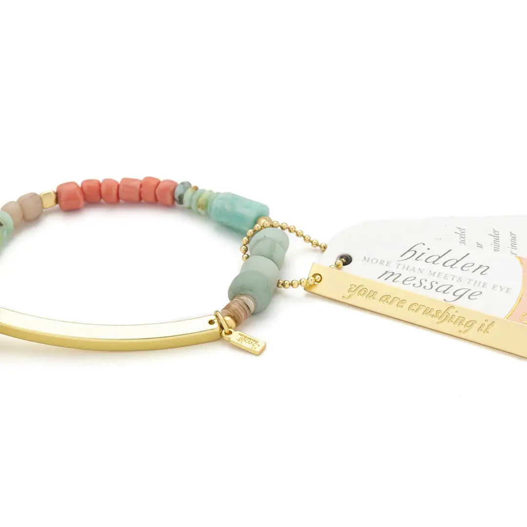 Hidden Message Bracelet - Crushing It/Amazonite/Gold