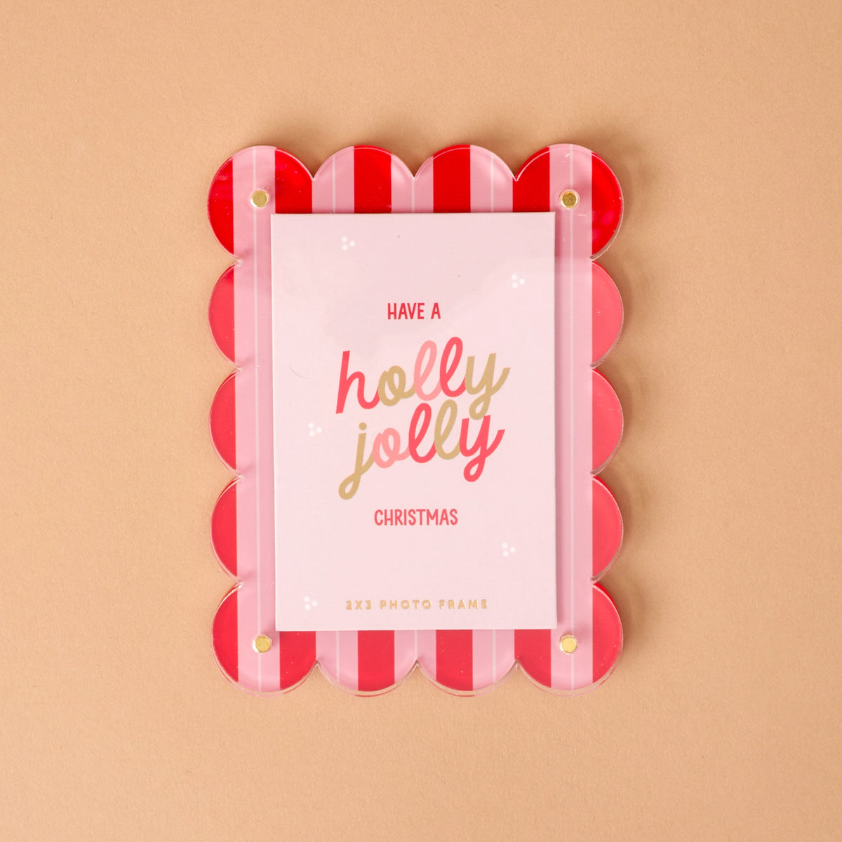 Mini Acrylic Picture Frame Magnet-Peppermint Stripes