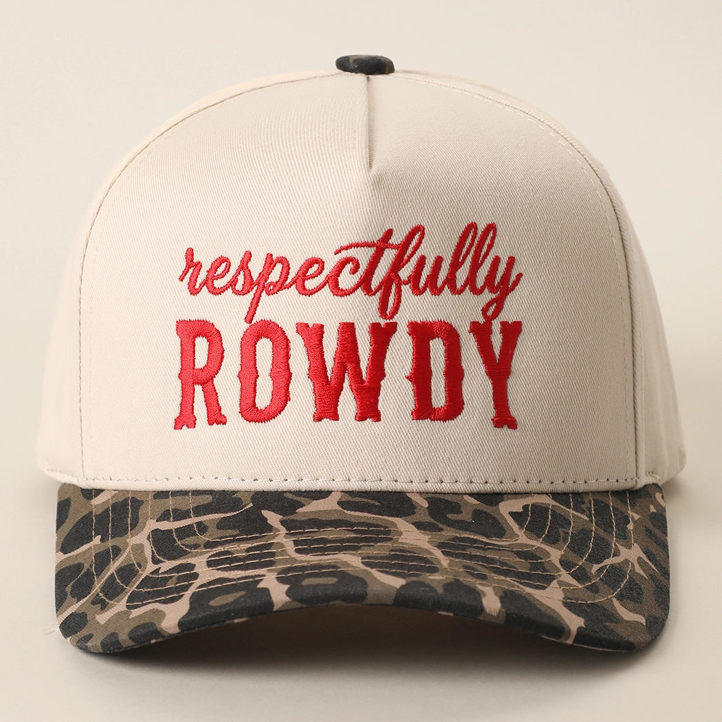 Respectfully Rowdy Embroidered Printed Brim Trucker Hat