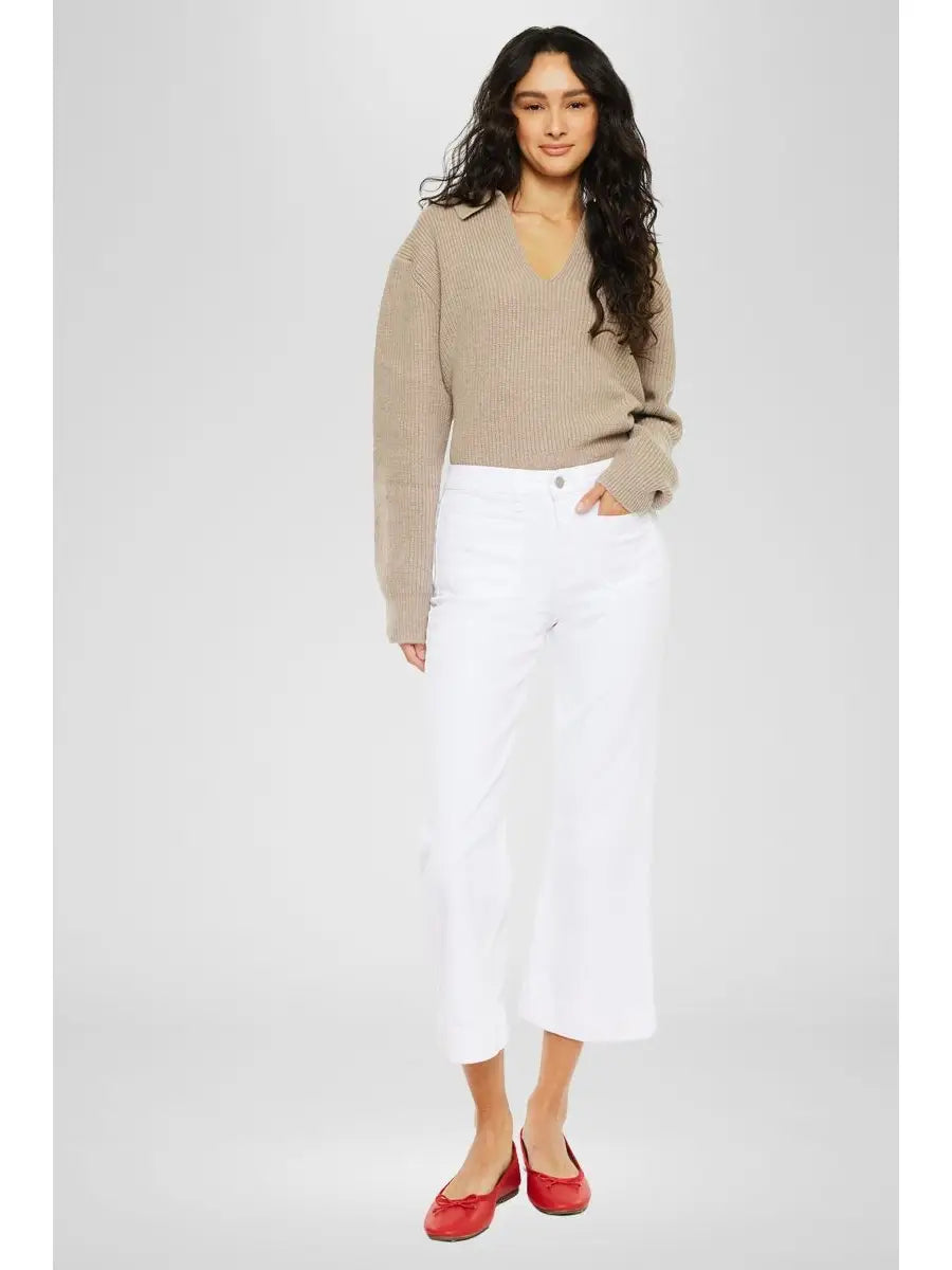 High Rise Relaxed Cropped Flare JEANS-White
