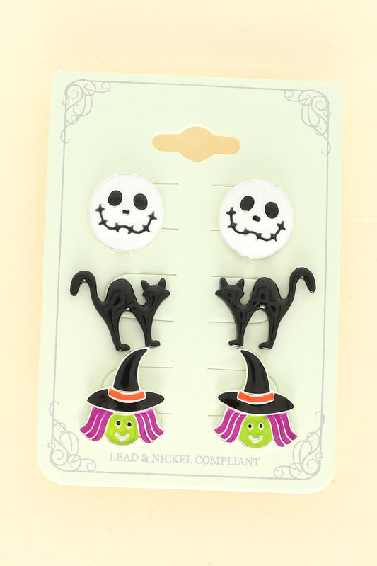 3-Pack Halloween Themed Epoxy Post Earrings
