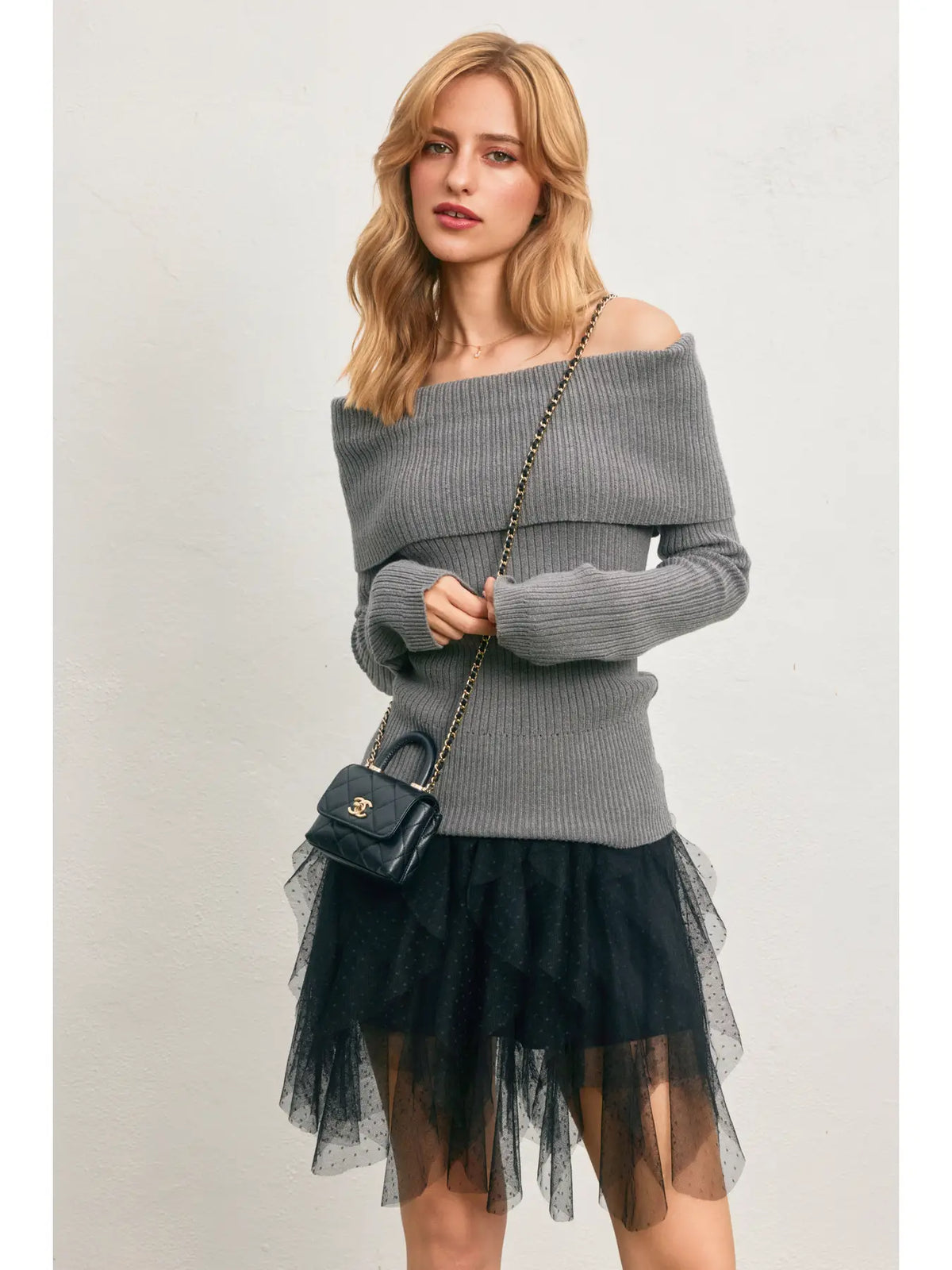 Swiss Dot Ruffled Mesh Mini Slip Skirt-Black