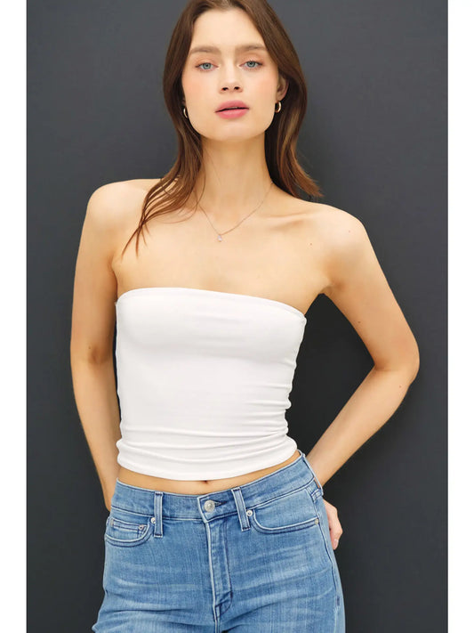 New Shade [Soft Core] Basic Bandeau Top-Off White