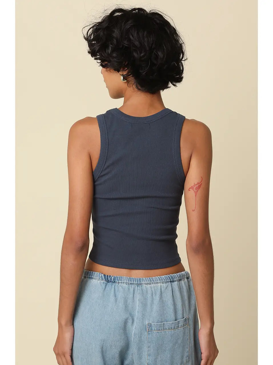 Jane Ribbed Scoop Neck Crop Tank