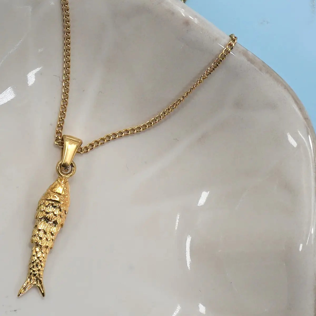 18K Gold Stainless Steel Fish Necklace