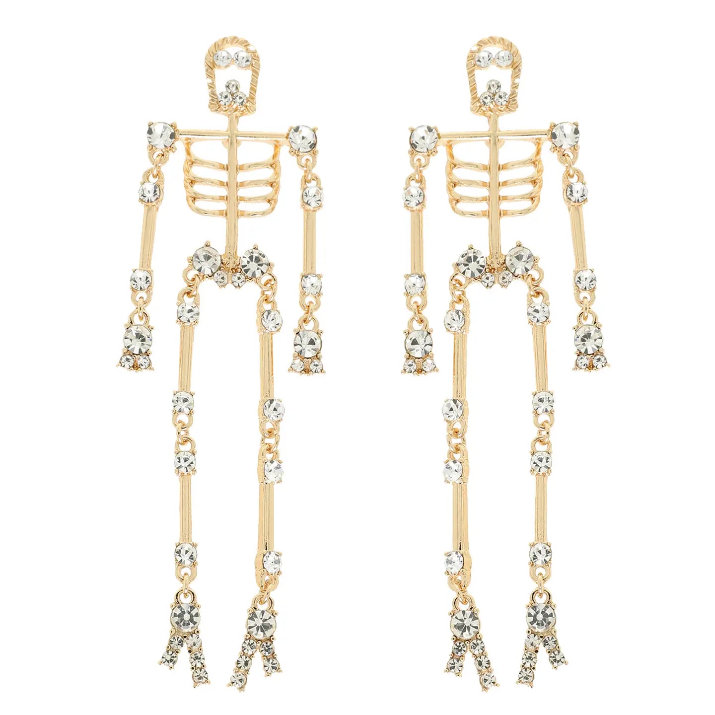 Halloween Jeweled Articulated Skeleton Earrings