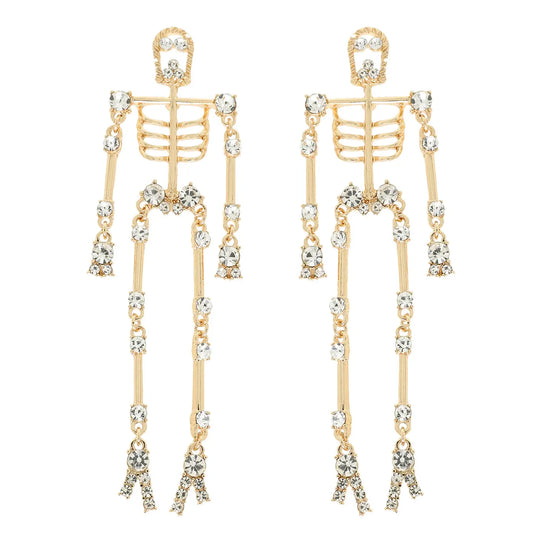 Halloween Jeweled Articulated Skeleton Earrings