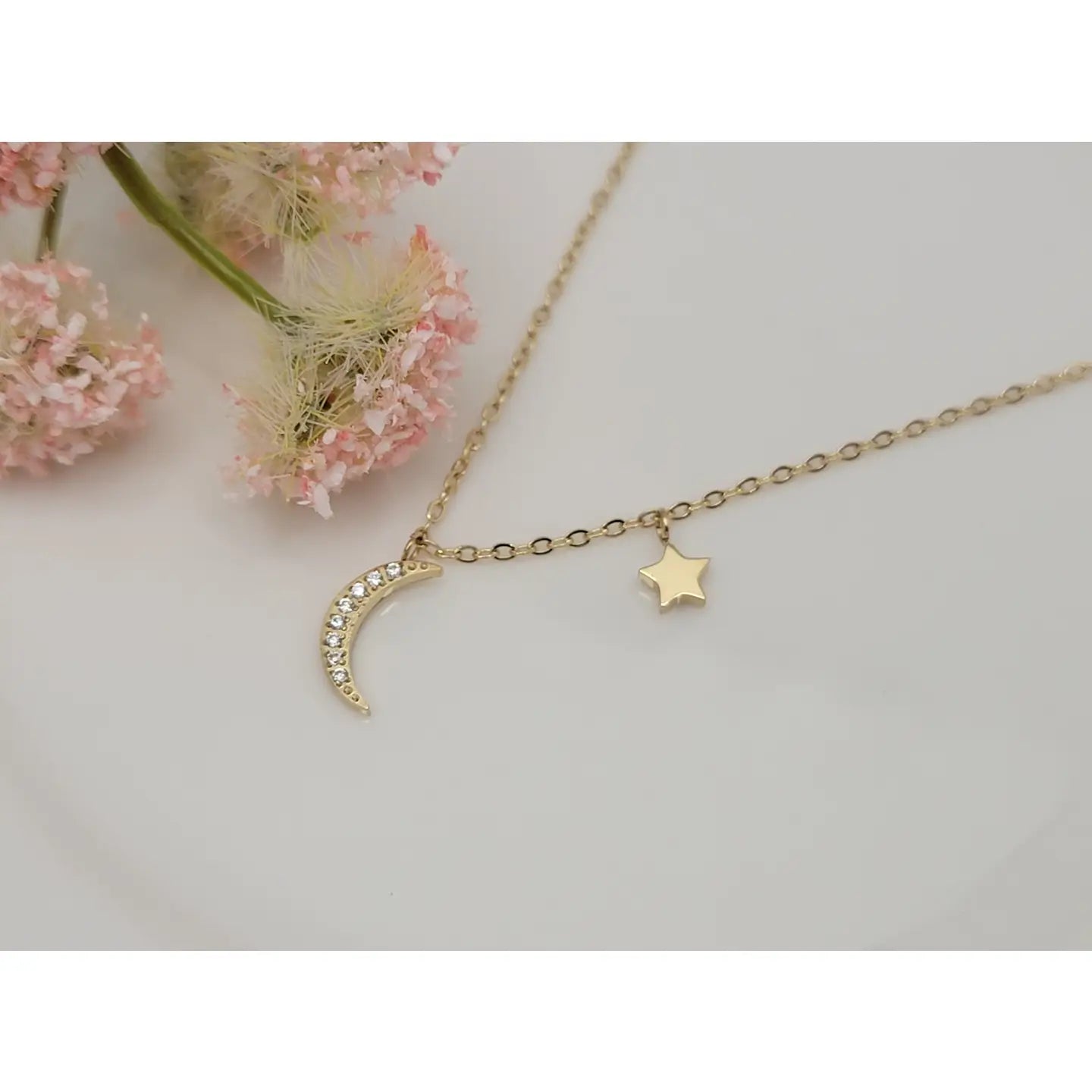 Mini Star and Moon Waterproof Ss Necklace