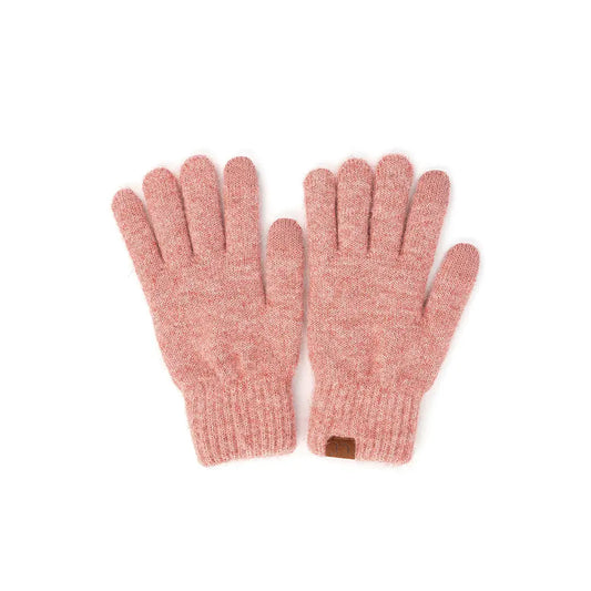 C.C Heather Knit Plain Gloves-Bubble Berry